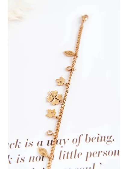 Módní náramek s jetelem a listy zlata