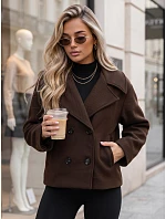 Dámský krátký dvouřadý hnědý kabát FashionStreet NY0811