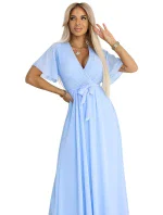 Dlouhé šaty se výstřihem a vázáním model 21107102 - numoco basic