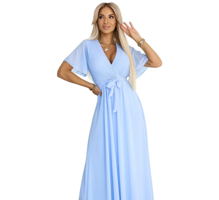 Dlouhé šaty se výstřihem a vázáním model 21107102 - numoco basic