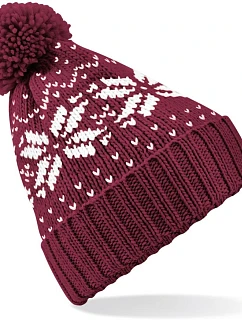 Beechfield B 456 Čepice Fair Isle Snowstar® 53.0456 burgundy/white