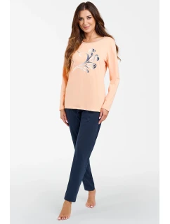 Italská móda Arietta long r. long sp. barva:lososová/modrá