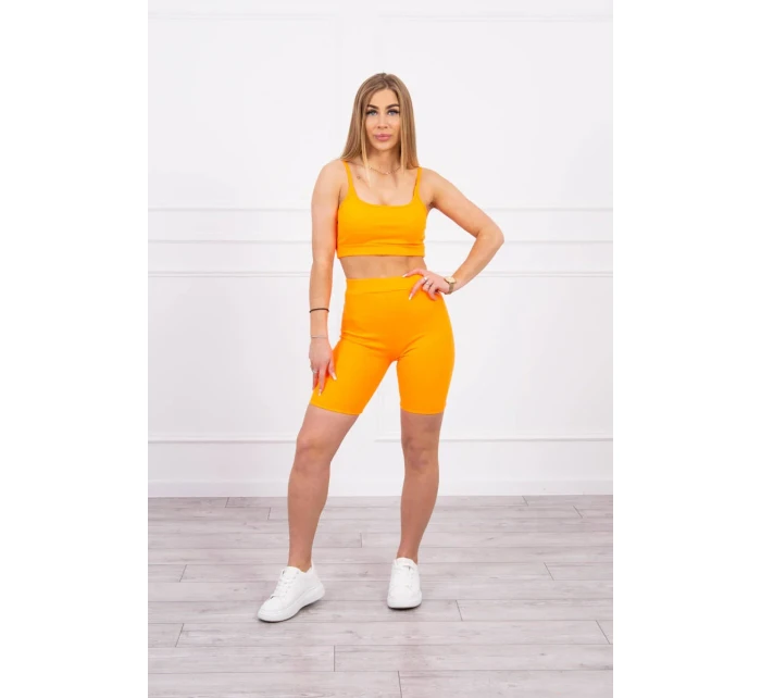 Sada s kalhotami s vysokým pasem oranžová neonová Sada s kalhotami s vysokým pasem oranžová neonová