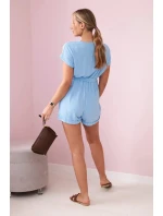 Krátký overal zavazovaný v pase modrý