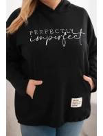 Dámská mikina Plus Size s kapucí a potiskem černá
