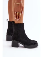 Eko semišové dámské boty na podpatku zateplené černé Meriluna Eko semišové dámské boty na podpatku zateplené černé Meriluna