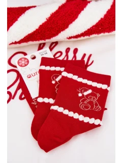 Dámské vánoční ponožky Medvídek v model 21786665 Santa Claus červené - Aura.via