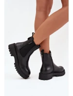 Dámské zateplené kožené boty na zip Big Star – černé