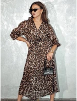 Dámské midi šaty v jedné velikosti s leopardím potiskem Dstreet model 21982074 - FashionStreet