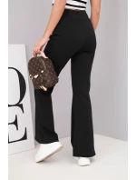 Dámské kalhoty máslo s rozšiřující nohavicí černé