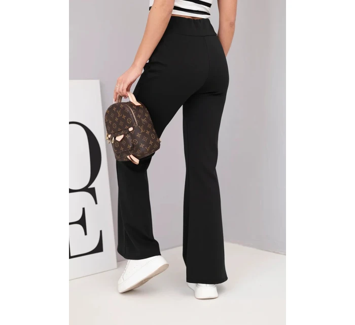 Dámské kalhoty máslo s rozšiřující nohavicí černé