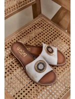 Kožené Pantofle S Dekorací Na Plochém Podpatku Zlato Lewski model 21682248 - Boto Kožené Pantofle S Dekorací Na Plochém Podpatku Zlato Lewski model 21682248 - Boto