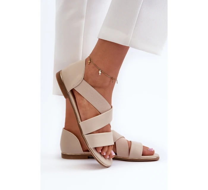 Béžové kožené sandály z Puglia s lemem Béžové kožené sandály z Puglia s lemem