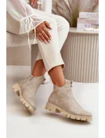 Zateplené Dámské Kotníkové Boty S Eko Kožené Zlaté model 20712781 - Kesi Zateplené Dámské Kotníkové Boty S Eko Kožené Zlaté model 20712781 - Kesi