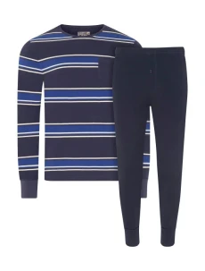 Pánské pyžamo 500008 460 tm. modré s proužkem - Jockey