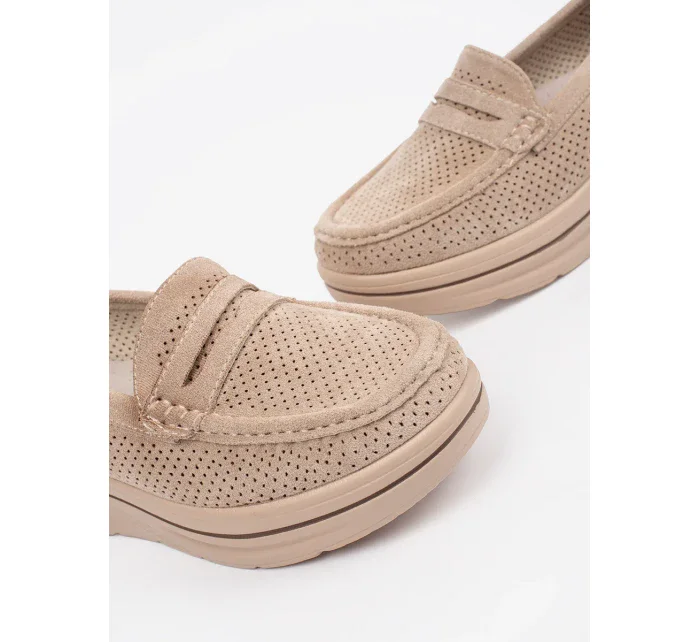 Krásné dámské hnědé  mokasíny platforma