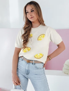 Dámský oversize svetr s citrony Lemon ecru FashionStreet MY2475