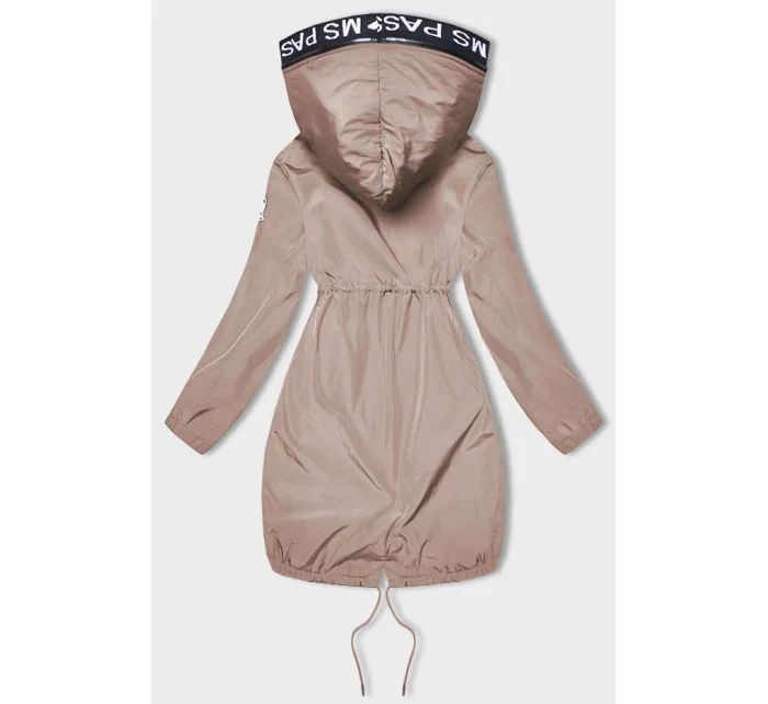 Tenká béžová dámská bunda s ozdobnou lemovkou model 18319662 - Miss TiTi Tenká béžová dámská bunda s ozdobnou lemovkou model 18319662 - Miss TiTi