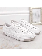 Rieker W RKR642 bílá kožená prolamovaná obuv