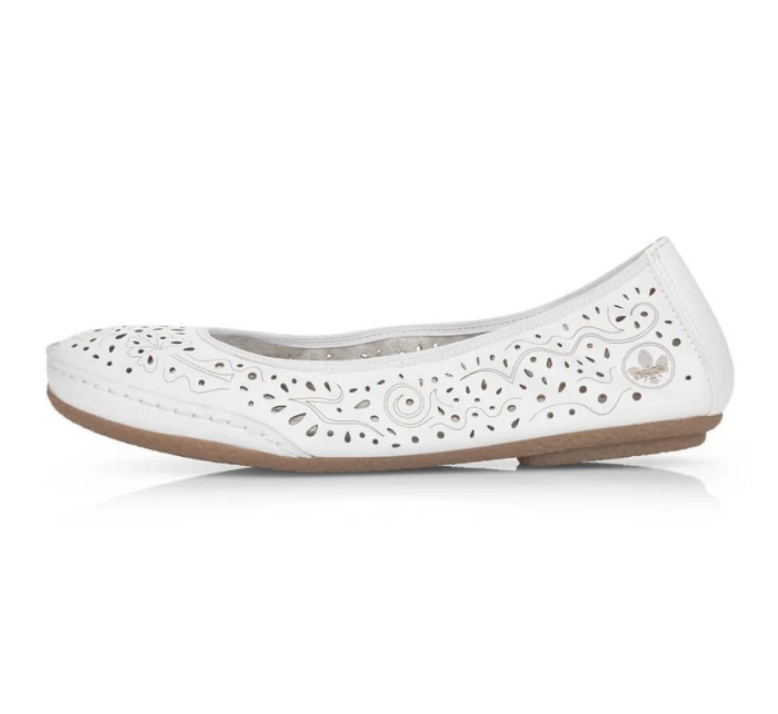 Kožená pohodlná polobotka W model 22033618 bílá - Rieker Kožená pohodlná polobotka W model 22033618 bílá - Rieker