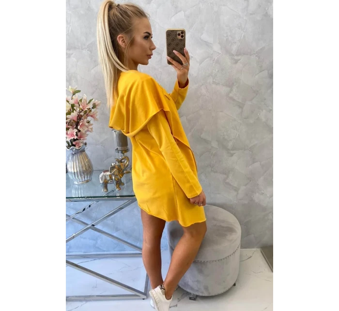 Volná bunda s kapucí v hořčicové barvě Volná bunda s kapucí v hořčicové barvě