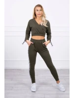 Sada s ozdobnými khaki stuhami