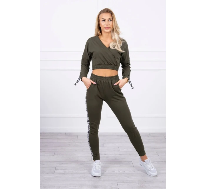 Sada s ozdobnými khaki stuhami