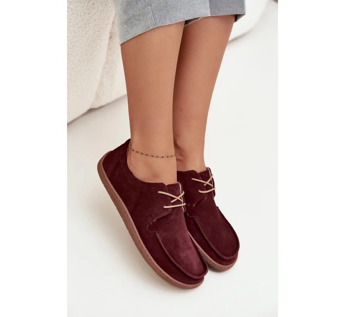 Dámské polobotky typu barefoot z přírodního semiše Zazoo 327 bordó