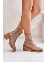 Zateplené Dámské Kotníkové Boty Na Podpatku Hnědé Vailia