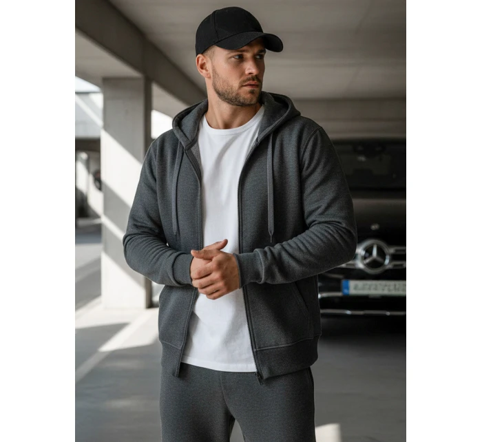 Pánská mikina na zip antracitová BX2196