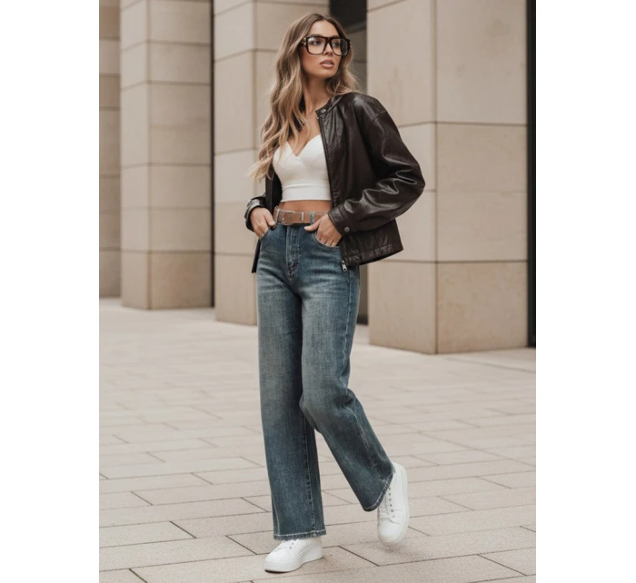 Dámské džínové kalhoty s širokými nohavicemi modré FashionStreet UY2788