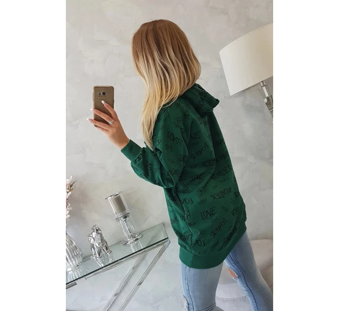 Mikina s nápisy zelená