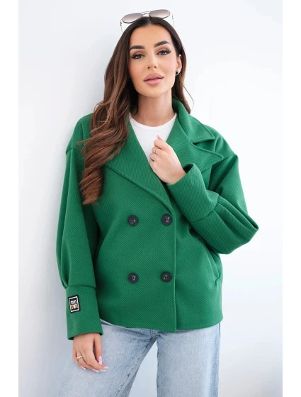 Dámská krátká model 22036105 bunda s límcem zelená - K-Fashion