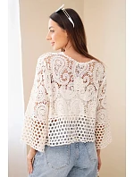 Dámský letní krajkový svetr s knoflíky a dlouhým rukávem černý Dámský letní krajkový svetr s knoflíky a dlouhým rukávem černý