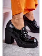 Lakované boty na masivním sloupku Černé model 21596565 - Boto