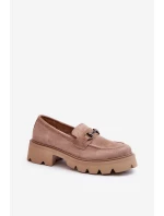dámské semišové mokasíny béžové model 21655418 - VINCEZA