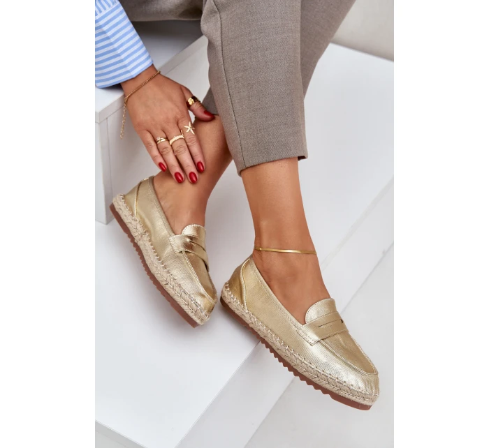 Dámské espadrilky s  na ploché podrážce zlaté model 21683655 - Boto