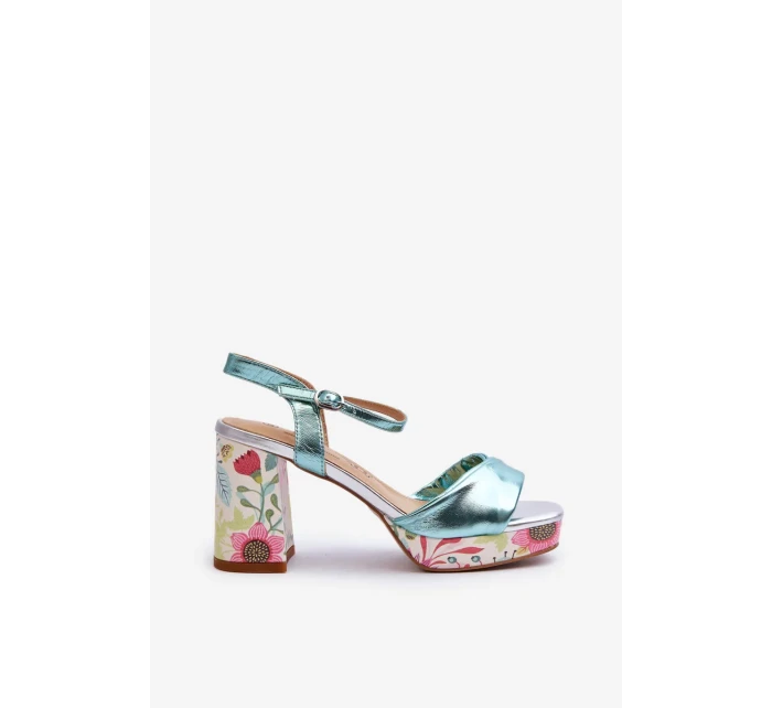 Dámské květinové sandály na vysokém podpatku D&A modré Dámské květinové sandály na vysokém podpatku D&A modré