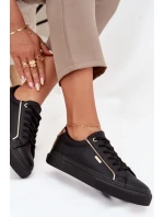 Dámské tenisky z eko kůže Big Star – černo-zlaté Dámské tenisky z eko kůže Big Star – černo-zlaté