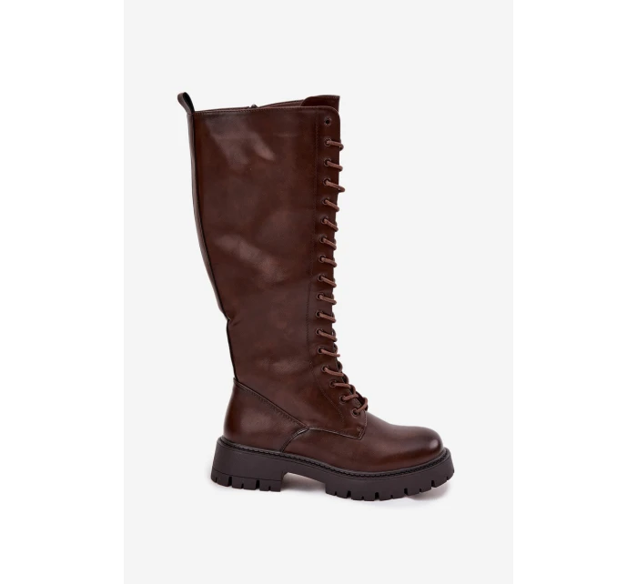 Dámské zateplené šněrovací kozačky Meliora – čokoládové, eko semiš Dámské zateplené šněrovací kozačky Meliora – čokoládové, eko semiš