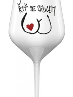 ŘIŤ SE SRDCEM - bílá nerozbitná sklenice na víno 470 ml