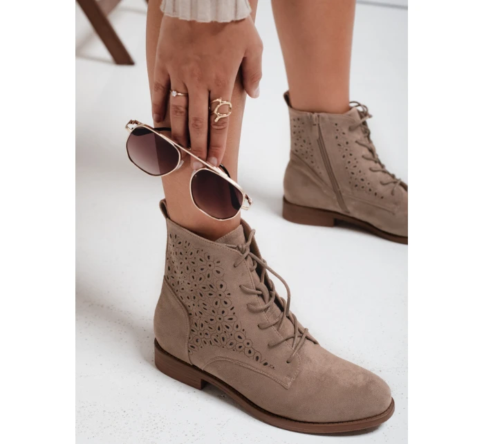 Dámské béžové ažurové boty FashionStreet ZY1045