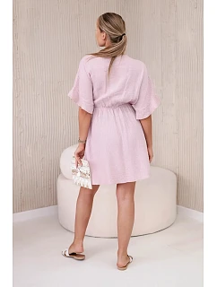 Mušelínové šaty s pasem tmavě růžová