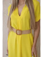 Šaty s ozdobným páskem žlutý Šaty s ozdobným páskem žlutý