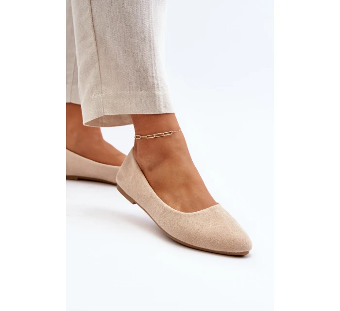 Bežové dámské semišové baleríny model 21651605 - EVENTO