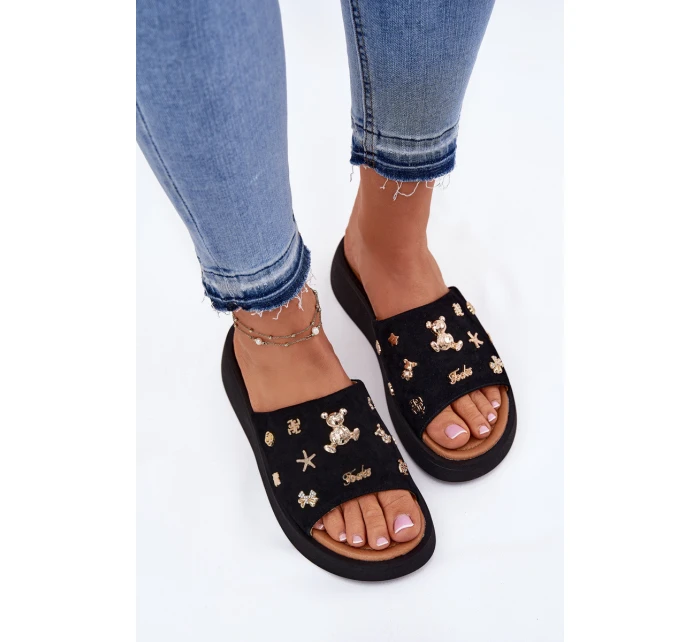 Dámské Semišové Pantofle S Černé model 21697722 - VINCEZA