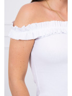 Bílé šaty s volánky na ramena