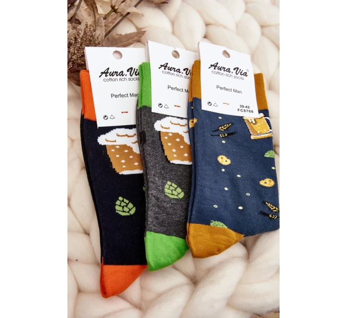 Pánské vzorované ponožky Beer Black Pánské vzorované ponožky Beer Black