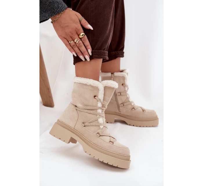 Dámské sněhule s kožíškem Irmara – béžové Dámské sněhule s kožíškem Irmara – béžové