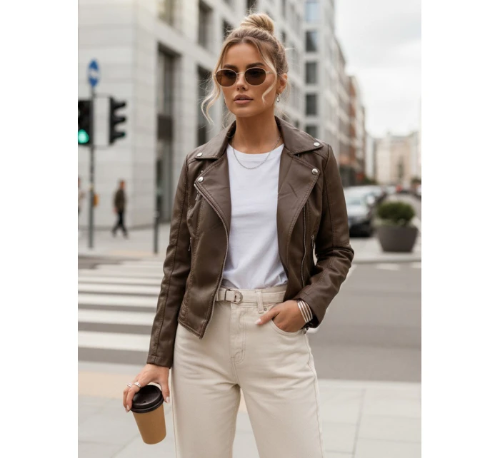 Dámská hnědá kožená bunda ramones FashionStreet TY5541 Dámská hnědá kožená bunda ramones FashionStreet TY5541